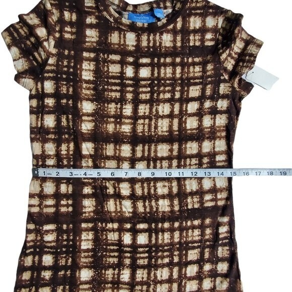 Simply Vera Vera Wang brown plaid short sleeve top sz XS - Picture 8 of 15